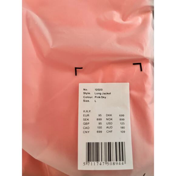 NWT RAINS Long Jacket in Pink Sky color Waterproof, Windproof Unisex - Picture 4 of 5